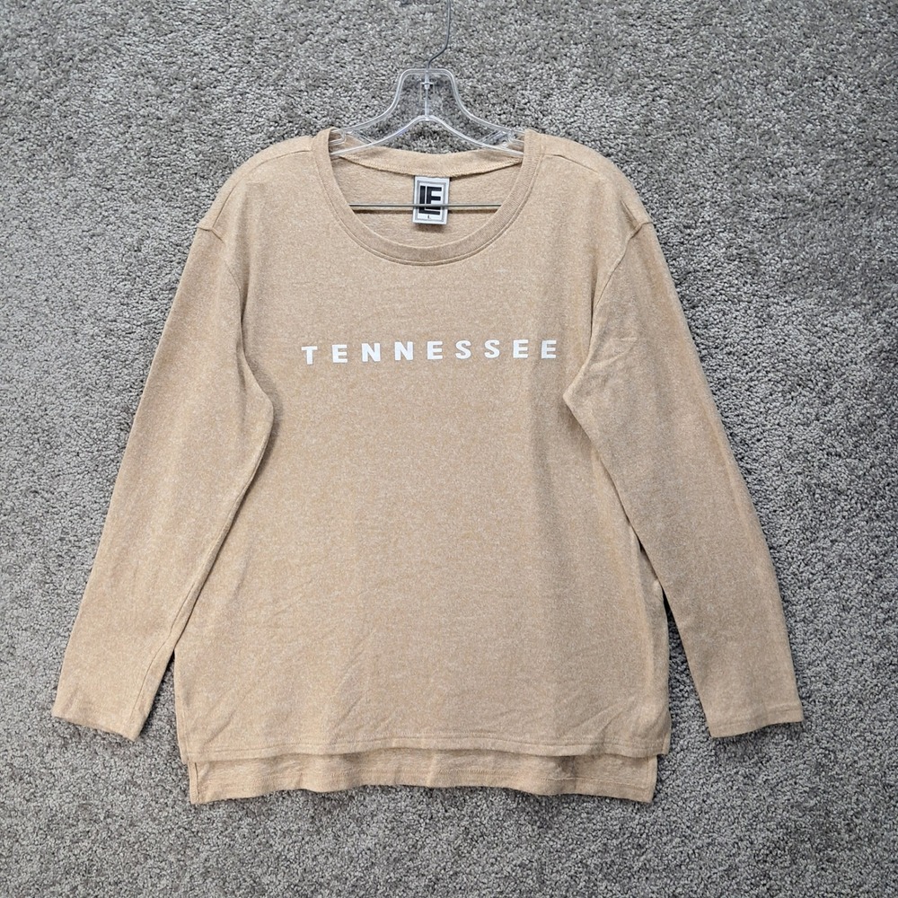 Liquid Energy Tennessee Graphic Long Sleeve Top Tan Heathered Womens Large 7218